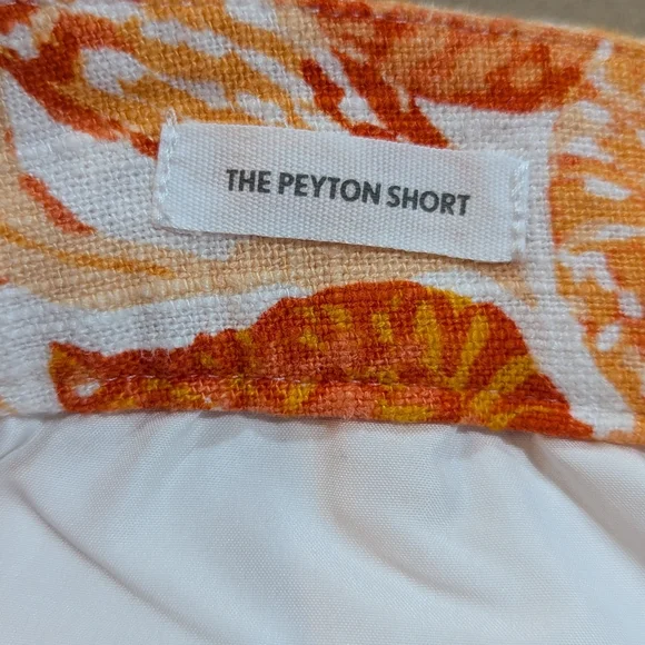 LOFT The Peyton Bermuda Shorts Linen Blend Baked Gold White Orange Size 8 NWOT - Picture 12 of 15